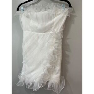 Blue Blush Womens Strapless White Party Cocktail Dress Size Small NWT